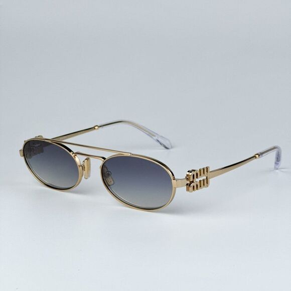 NEW Miu Miu MU54ZS 5AK30C Gold Grey Gradient Mirror Pilot Unisex Sunglasses main image 4